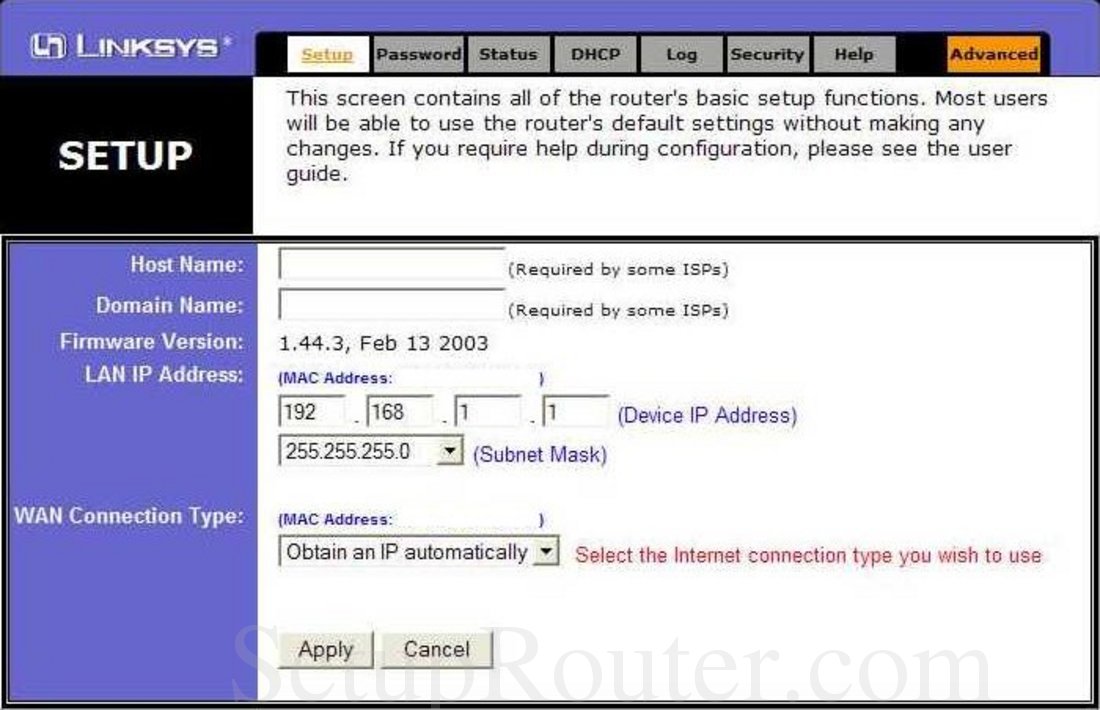 Linksys Befsr41 Screenshot Setup