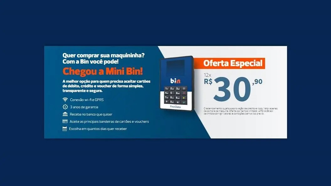 Maquininha de cartão Mini Bin é ótima para autônomos – sem aluguel