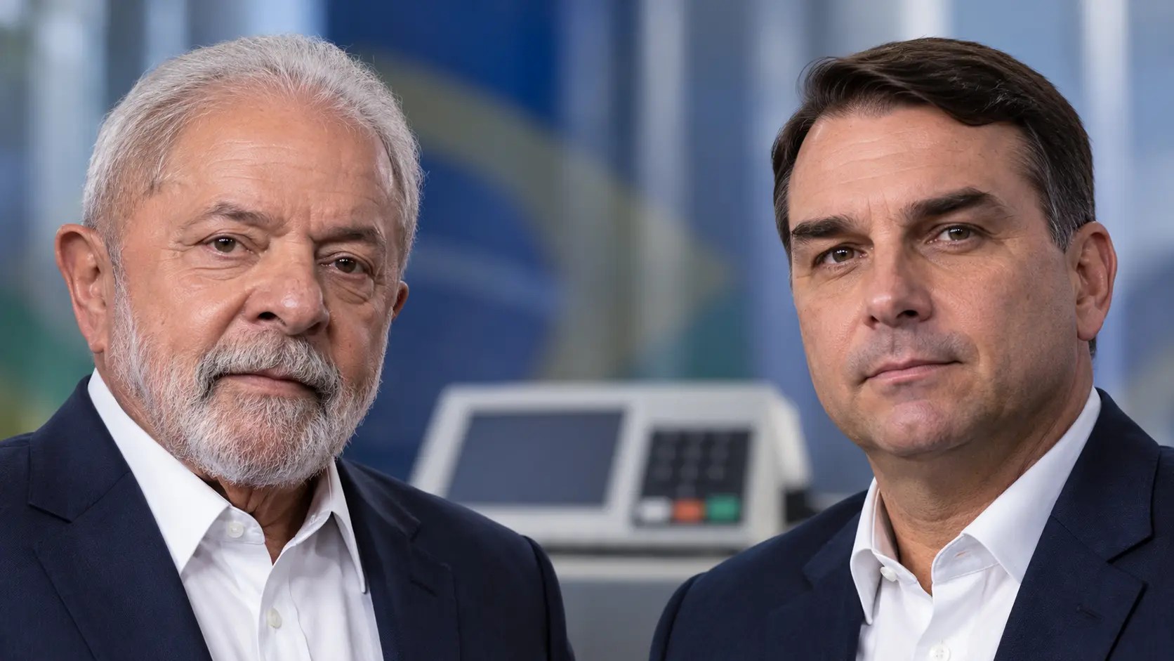Lula e Flávio diante da urna