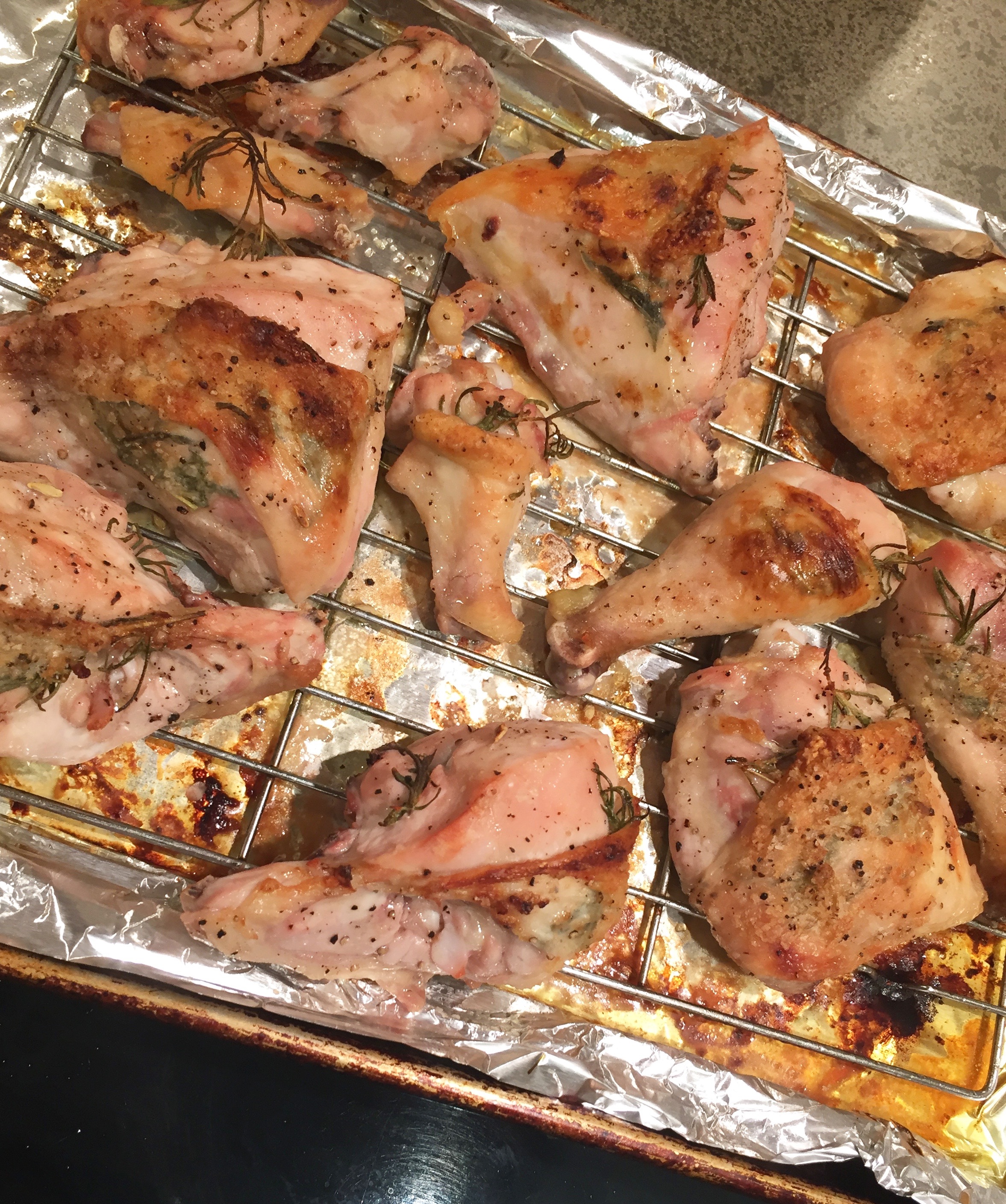 Rosemary Lemon Roasted Chicken with Spiralized Shoestring Sweet Potato