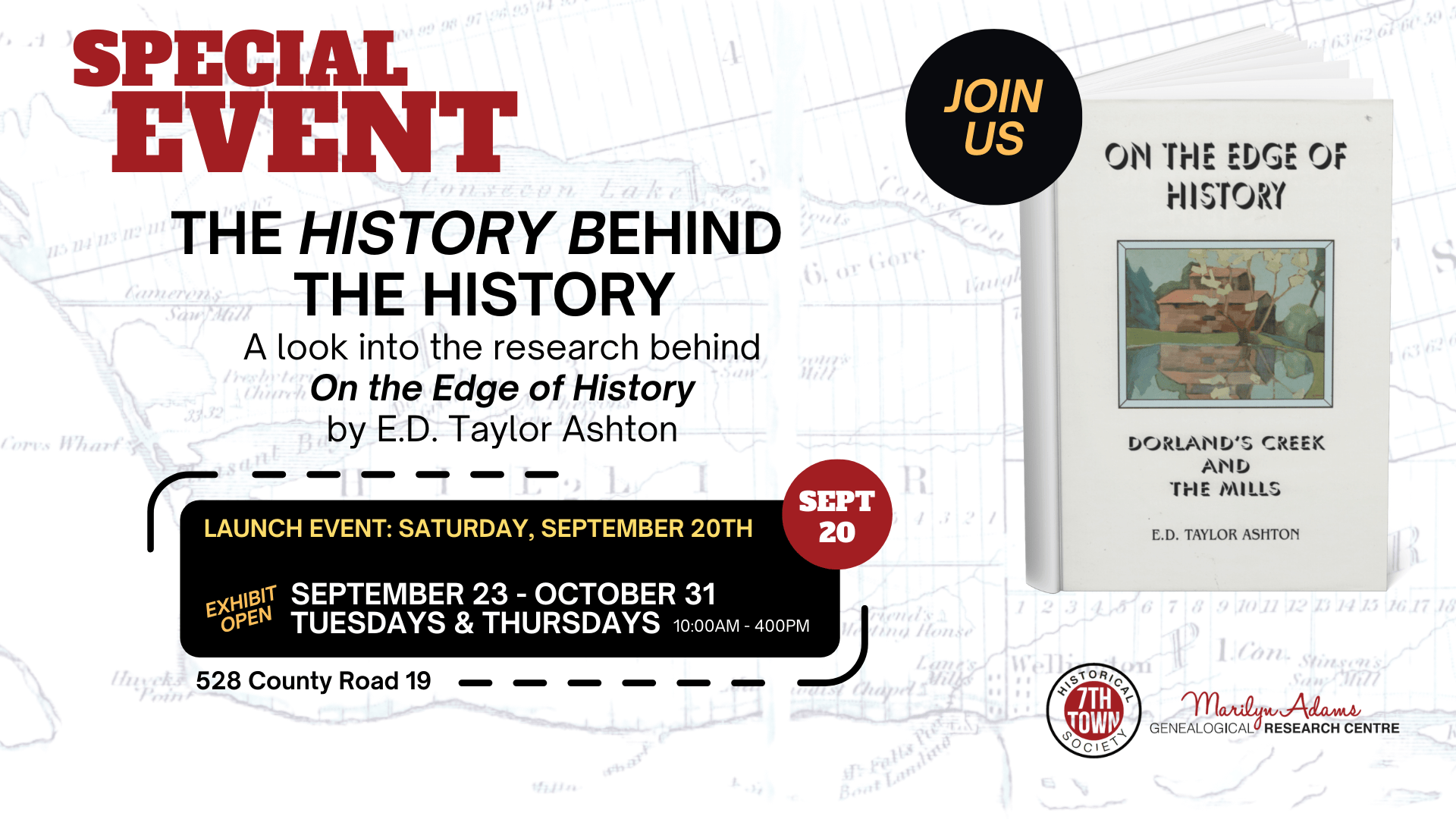 Exhibit poster with details.