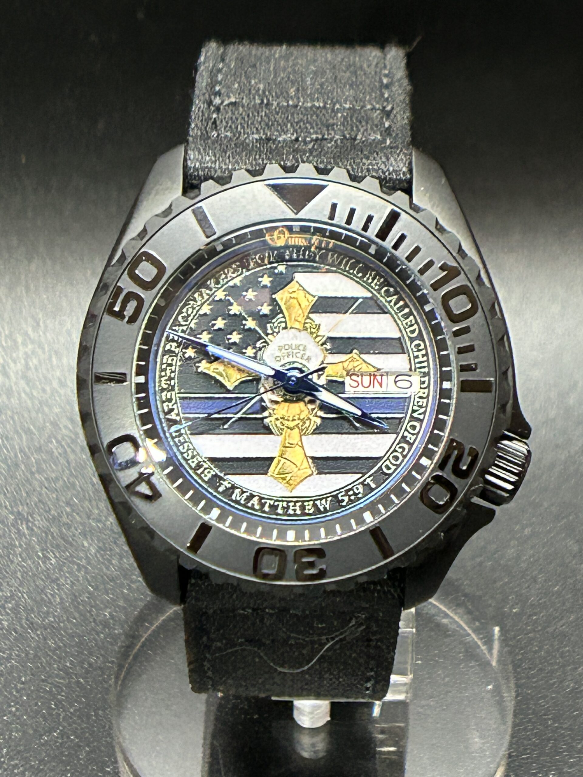 Custom POLICE-Blessed are the peacemakers Automatic Watch