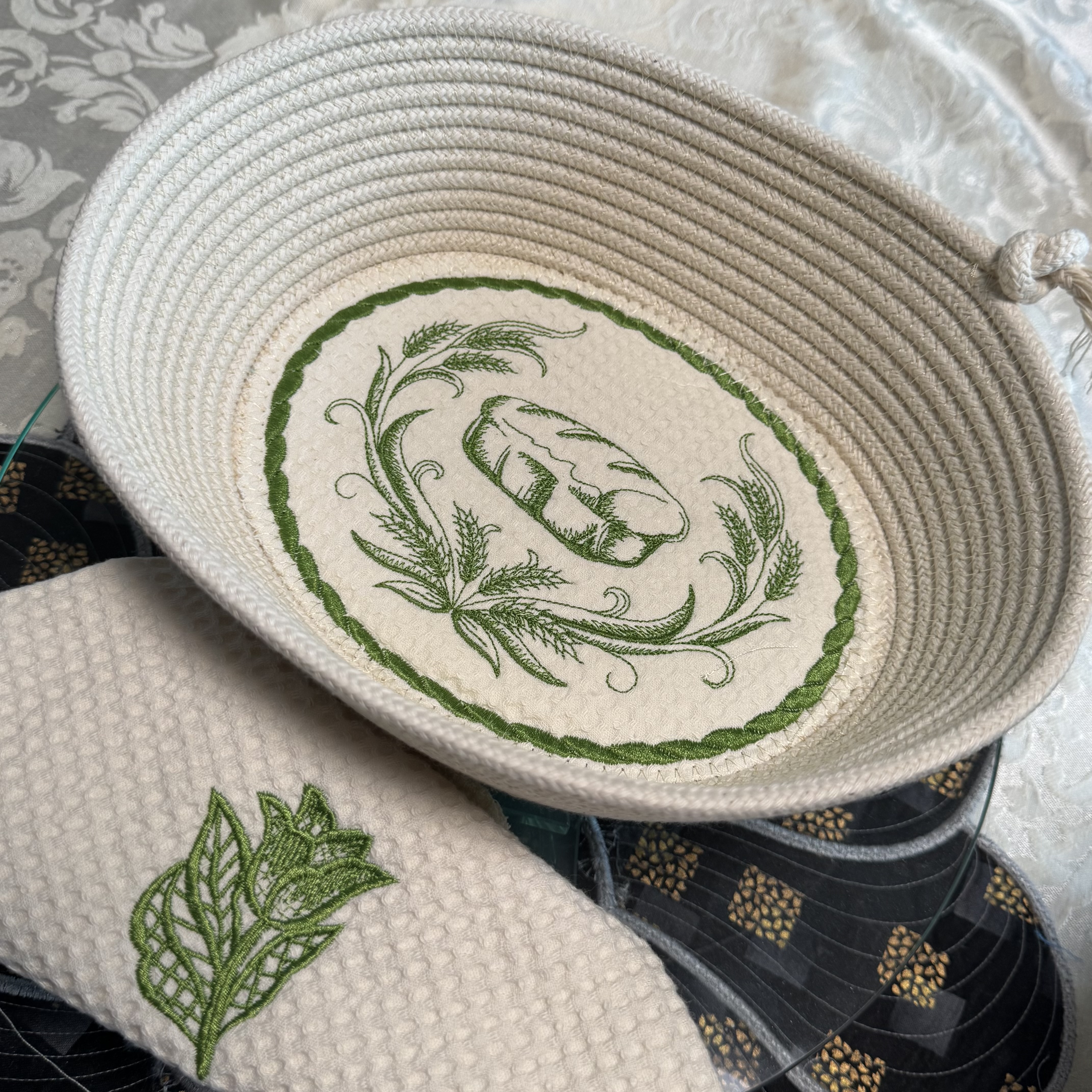 Bread Basket with matching napkin.