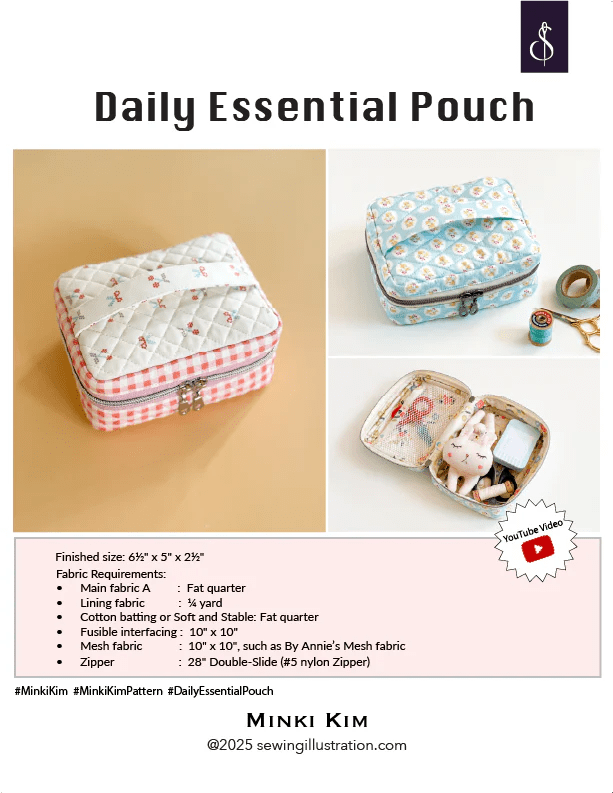Daily Essential Pouch Paper Pattern Sewing Illustration