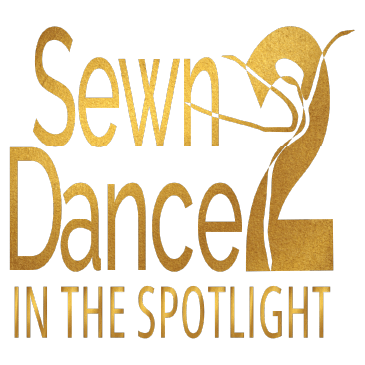 Sewn 2 Dance Logo in gold with tag line in the spotlightg