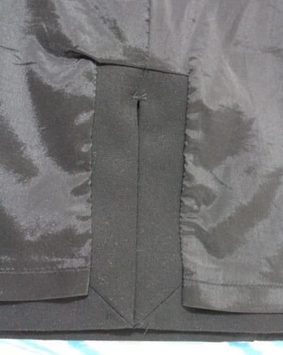 pencil skirt lining with mitered hem