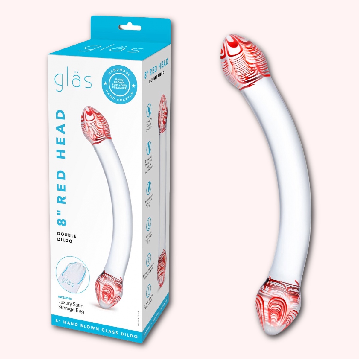 Gläs 8" Red Head Double Dildo