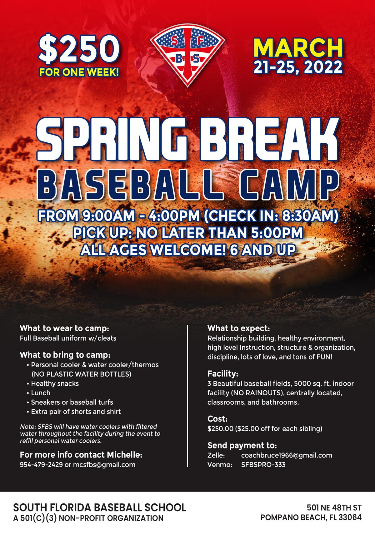Spring break baseball camp registration is now open!