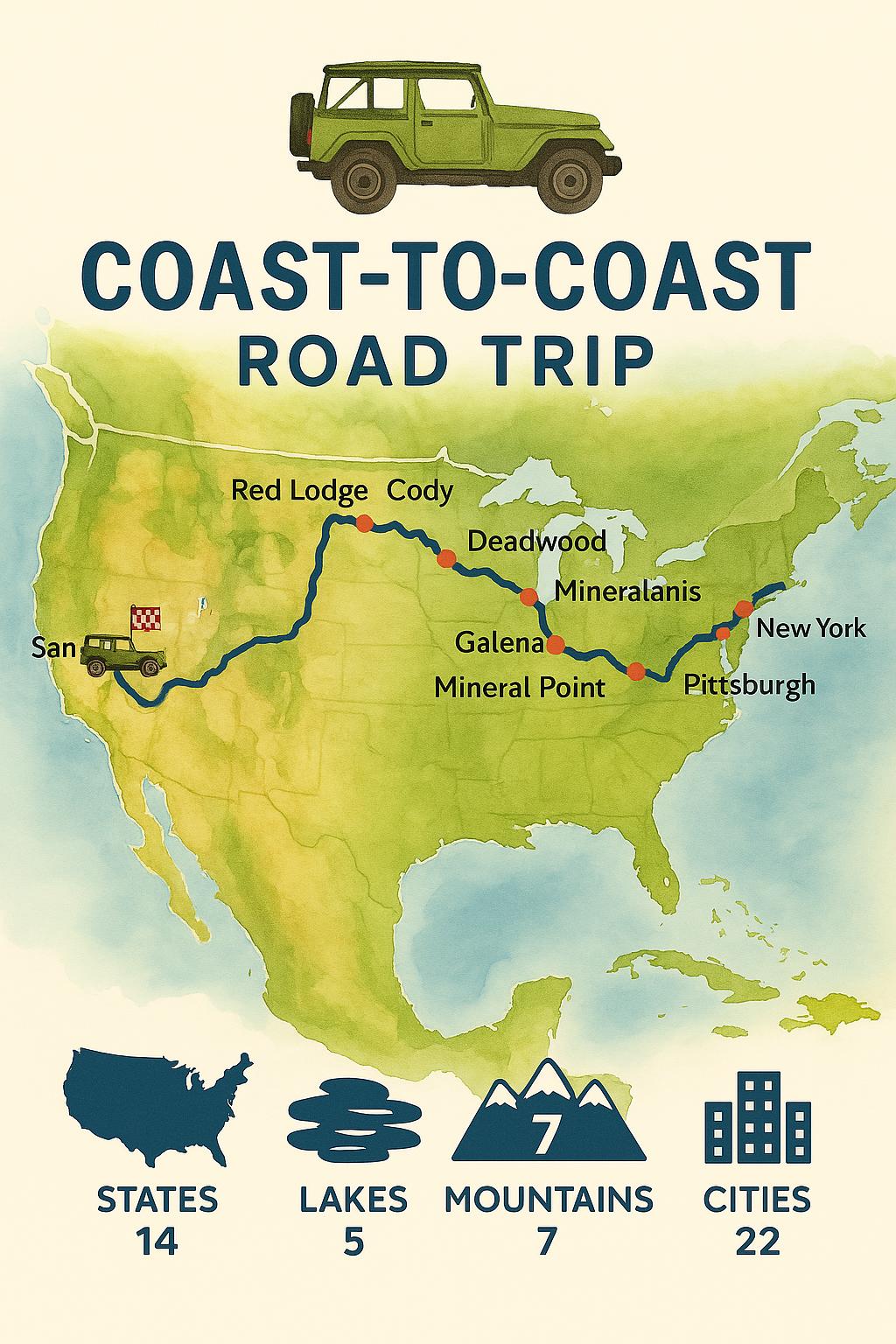 Coast To Coast Road Trip Trip Map 