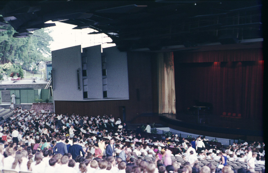 Open-air seating inside National Theatre