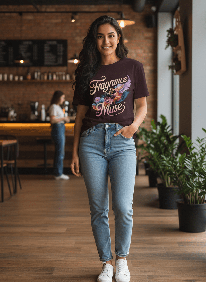 Fragrance Muse – Iconic Flow Tee Model in Shop
