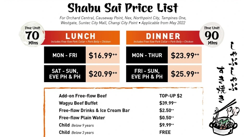 Shabu sai singapore menu prices updated 2024