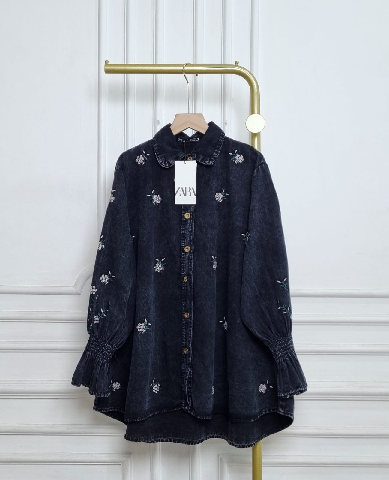 BLACK DENIM LONG SHIRT