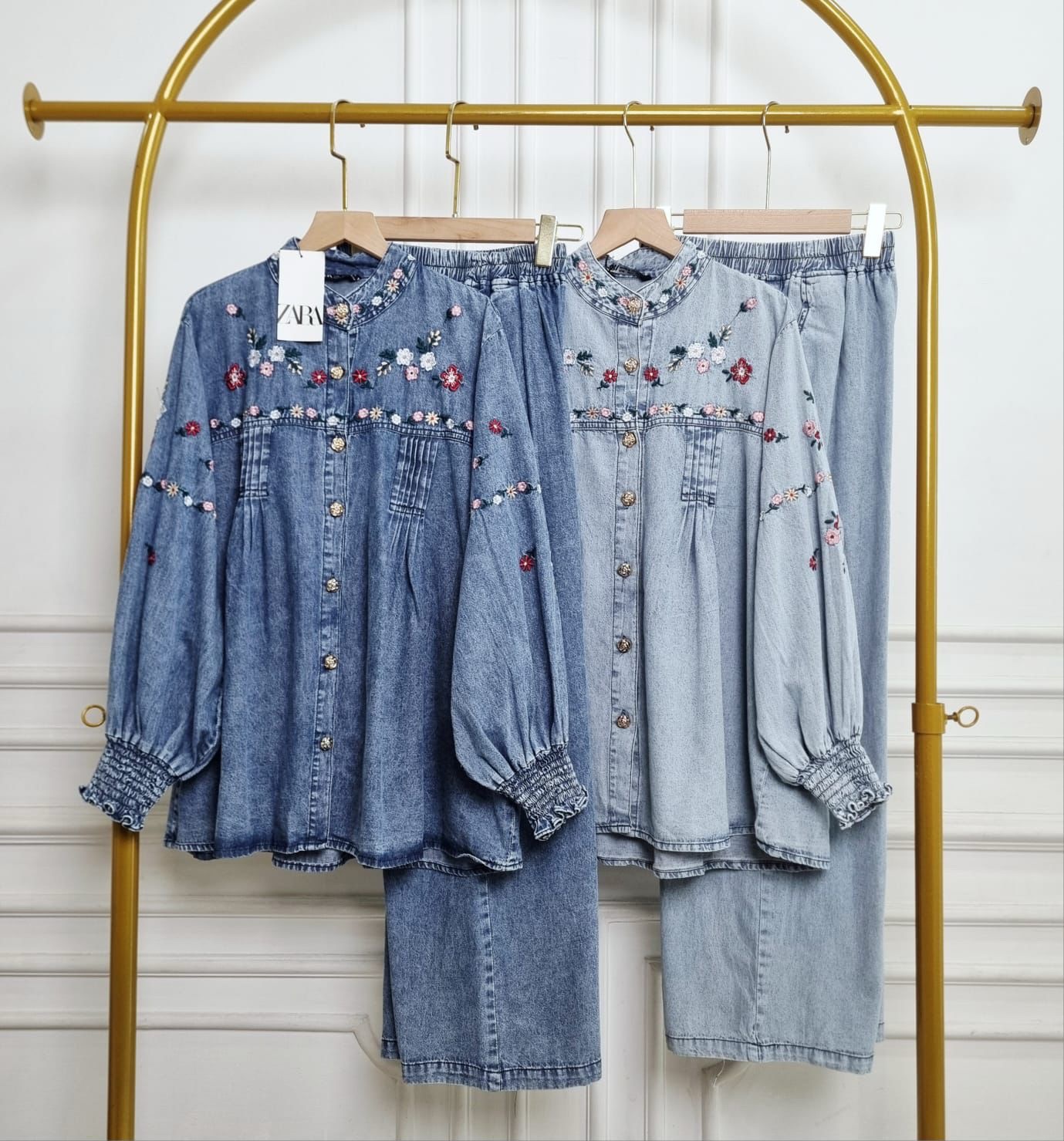 EMBROIDERED DENIM CORDSET