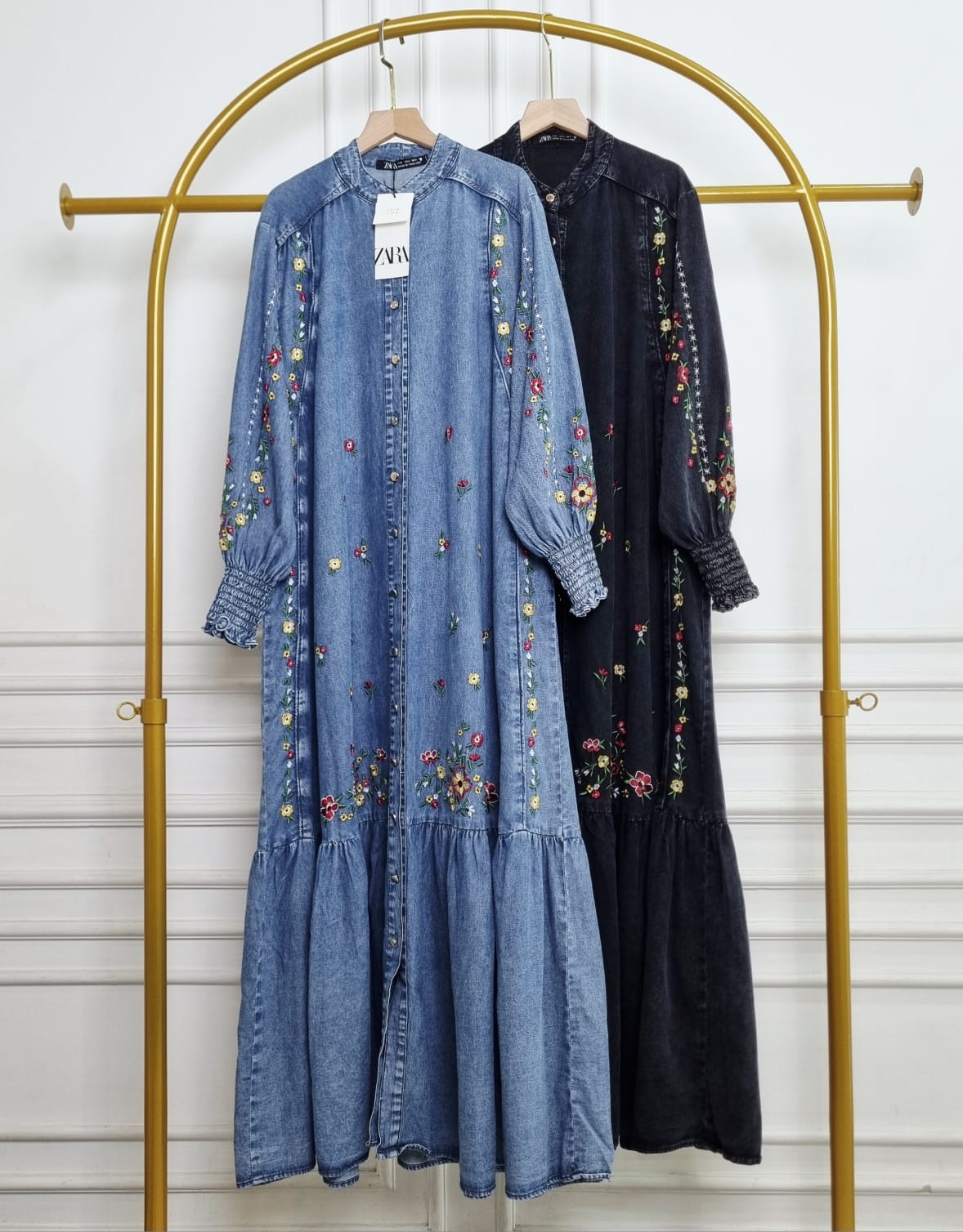 EMBROIDERED DENIM GOWNS