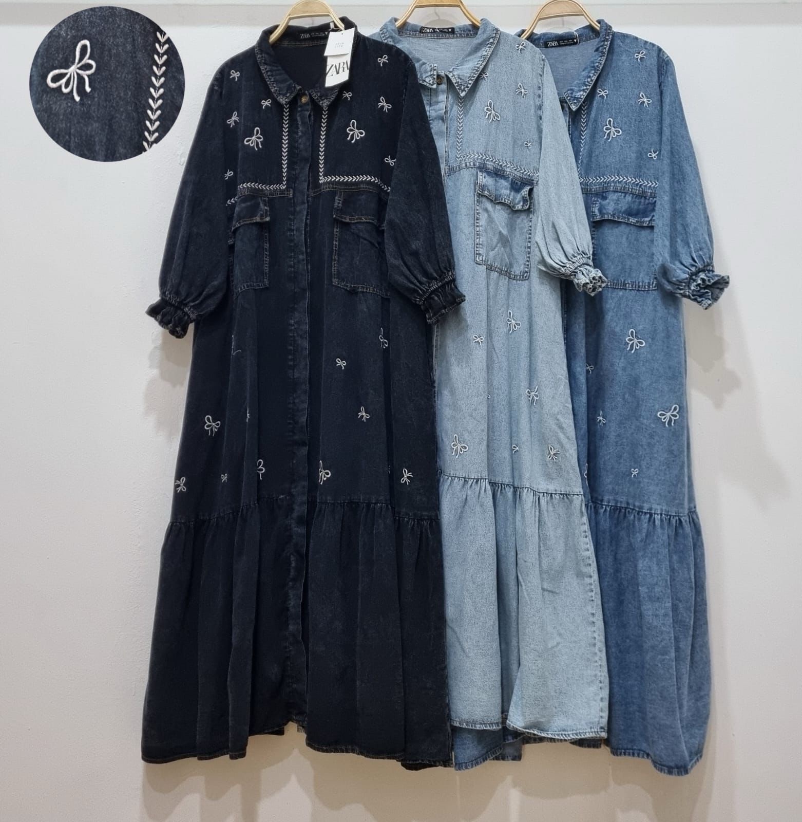 DENIM EMBROIDERED GOWN