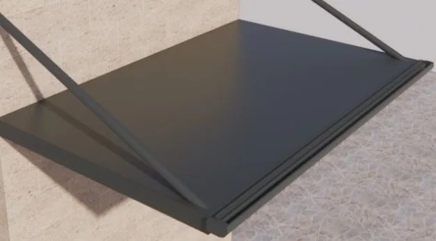 Close-up of the solid aluminium top and front gutter of the canopy