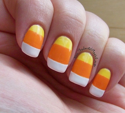 Add the yellow stripe on top · step 4: . 31 Days Of Halloween Day 20 Candy Corn Nails Shades Of Magick