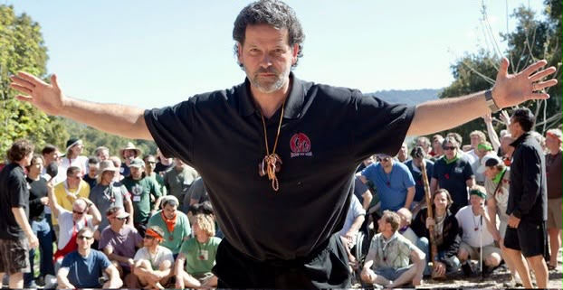 Stefan addressing a group outdoors