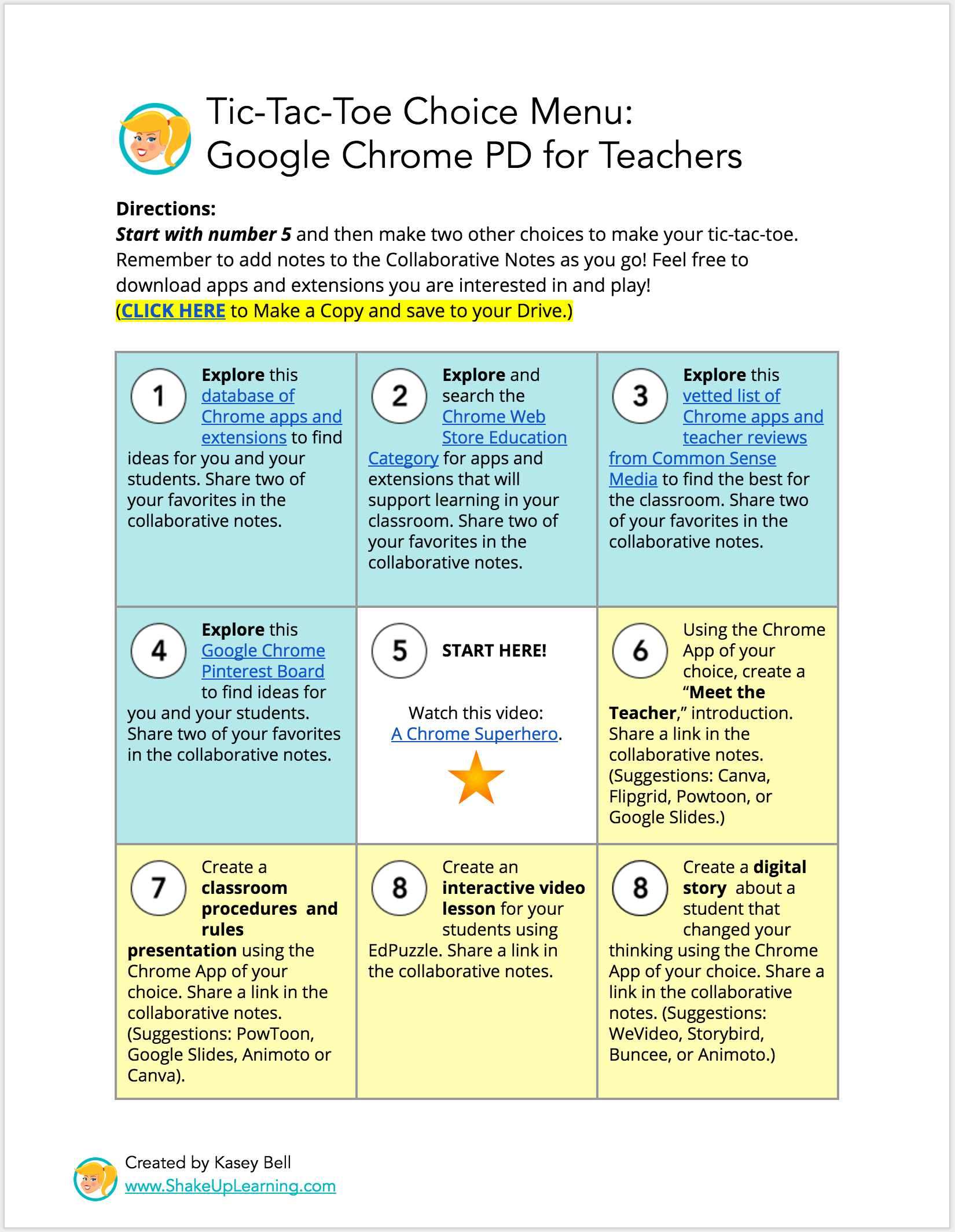 Interactive Learning Menus Choice Boards Using Google Docs