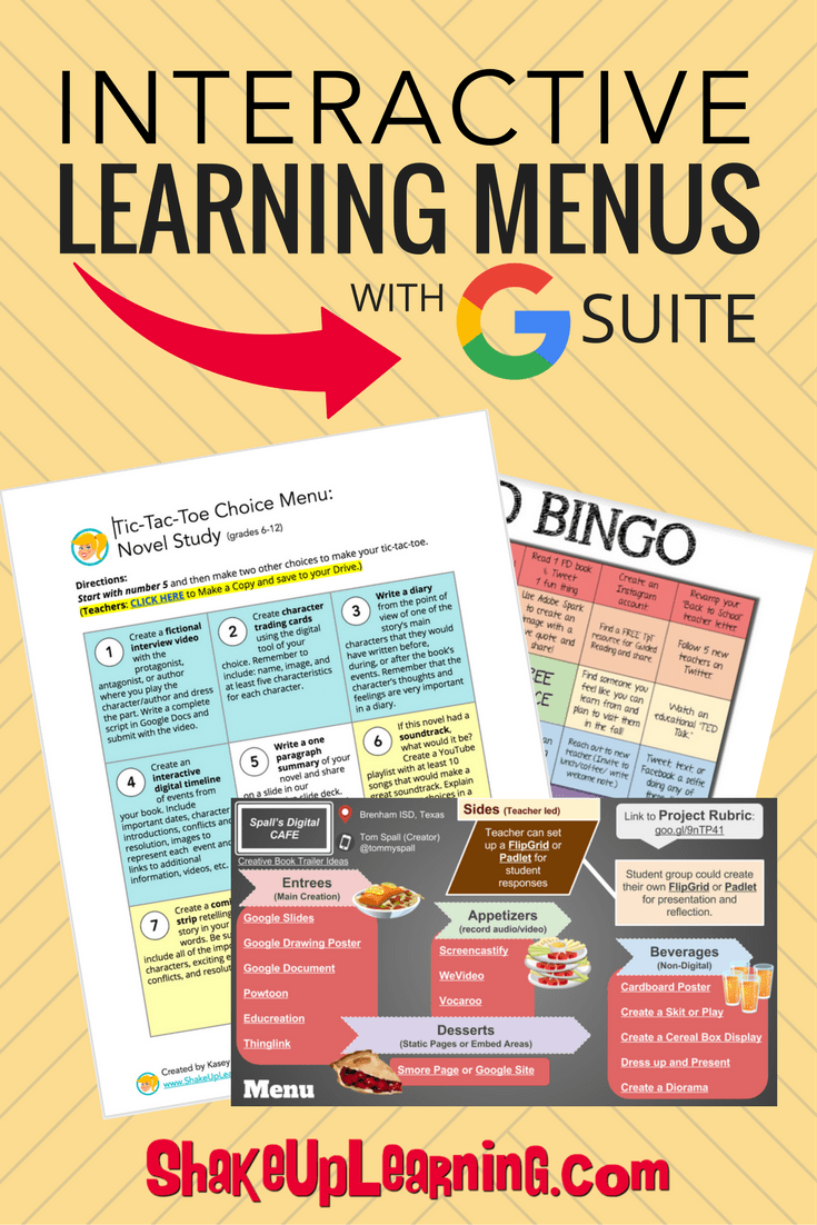 Interactive Learning Menus Choice Boards Using Google Docs