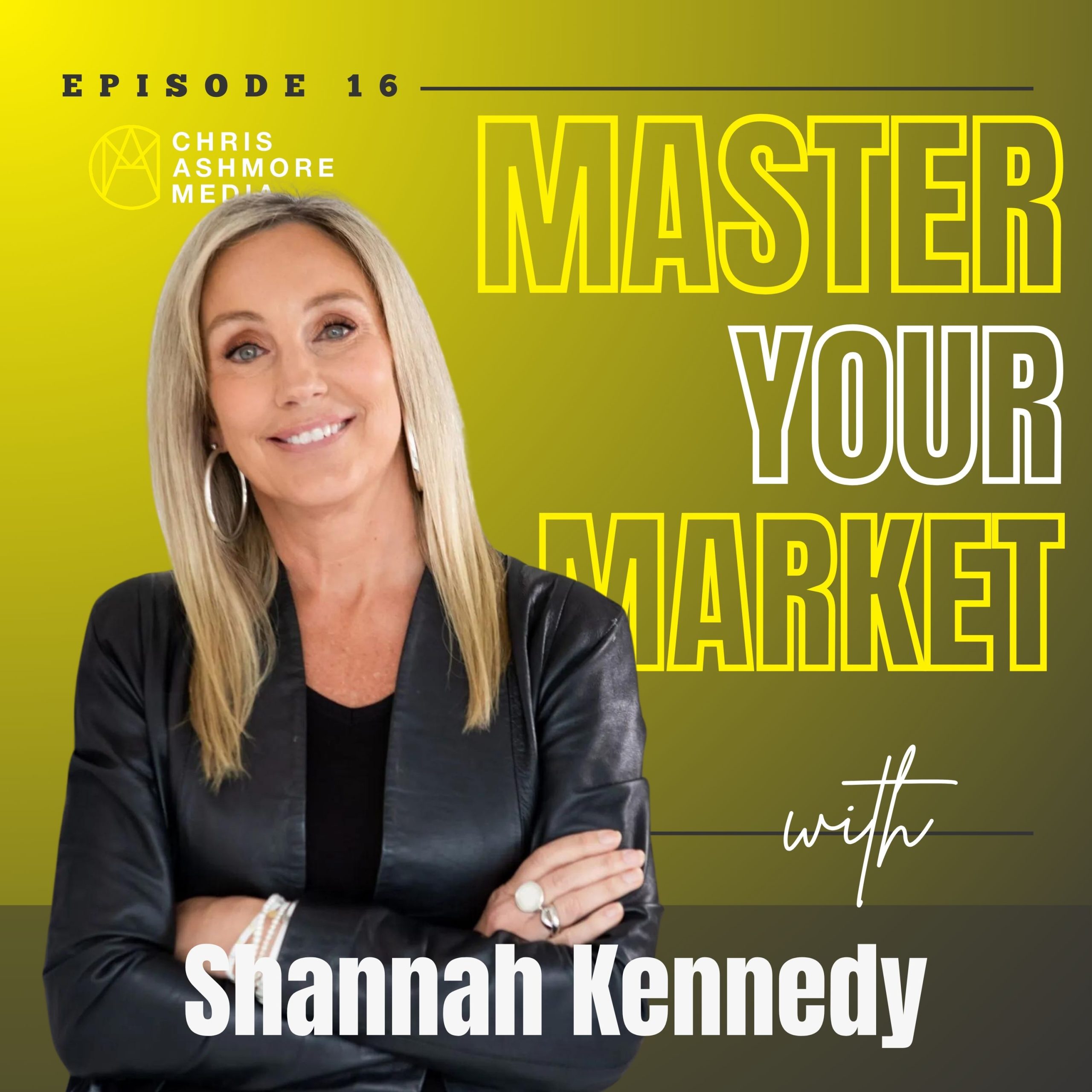 Shannah Kennedy smiling and looking at the camera with her arms folded, making an appearance on the Master Your Market podcast.
