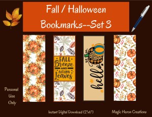 printable bookmarks fall or Halloween themed