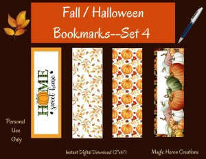 printable bookmarks fall or Halloween themed