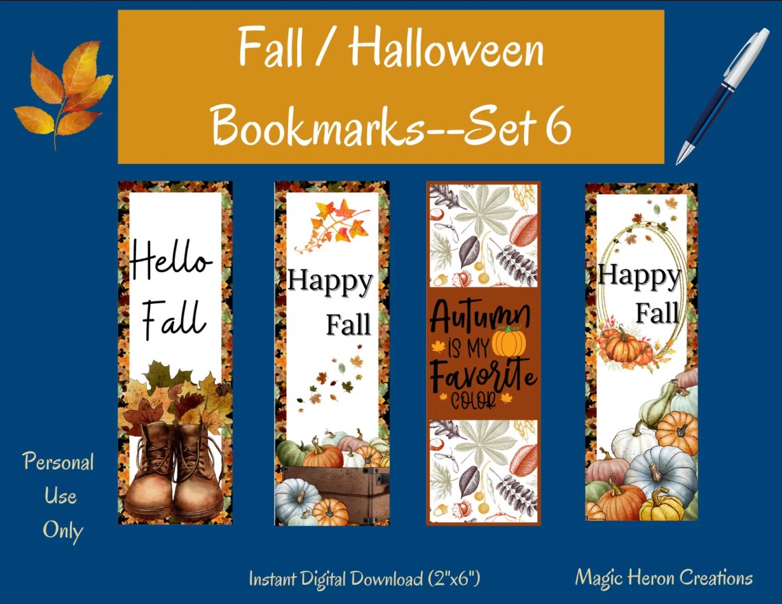printable bookmarks fall or Halloween themed