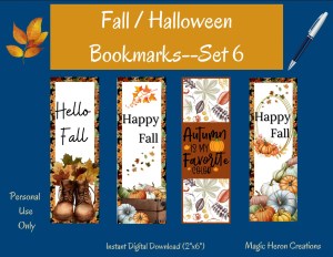 printable bookmarks fall or Halloween themed