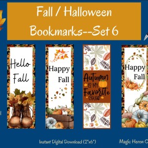printable bookmarks fall or Halloween themed