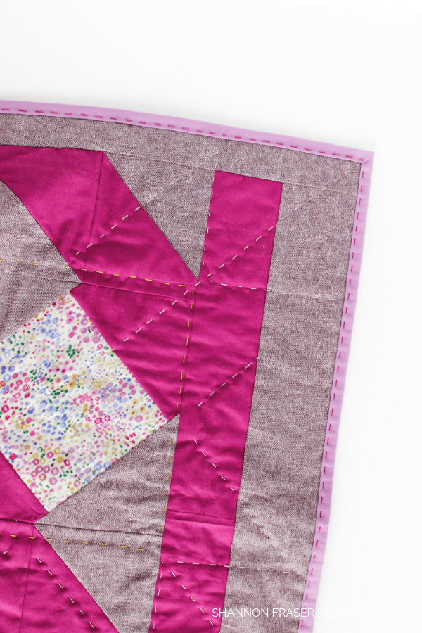 Back side of Indian Star Mini Wall Hanging  | Quilt Big Blog Hop | Shannon Fraser Designs