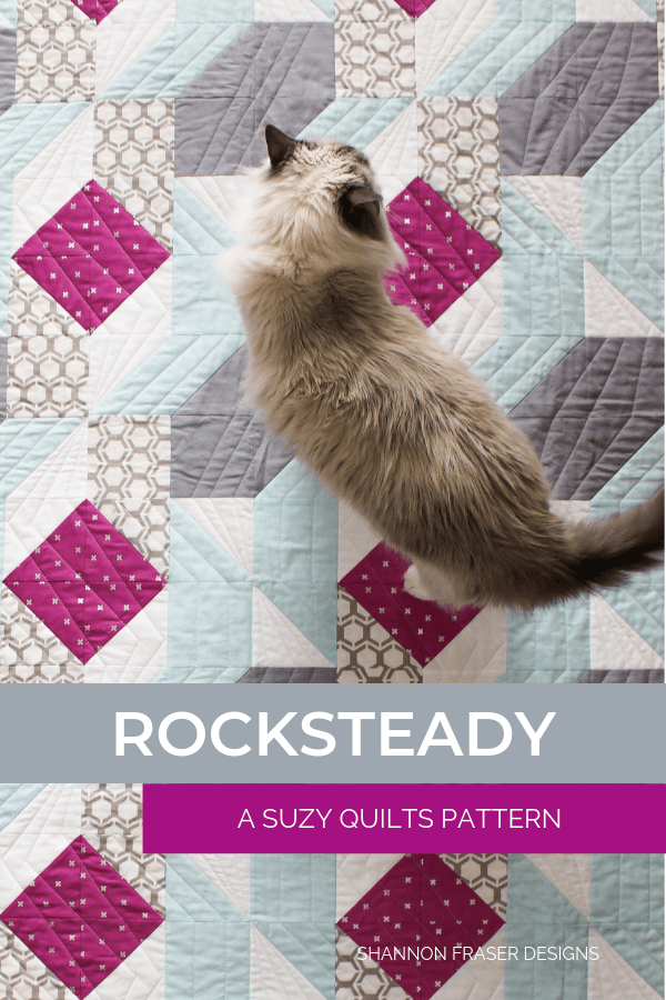 Rocksteady a Suzy Quilt Patterns | Q4 Finish-a-Long List of Projects | Shannon Fraser Designs #modernquilt #quilting #catsonquilts