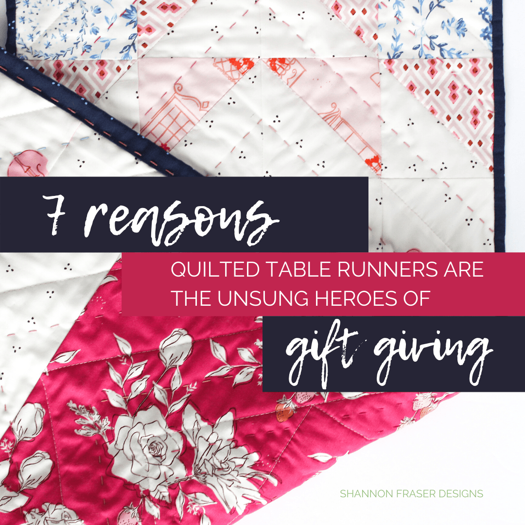 Modern Aztec quilted table runner featuring Sonata collection | 7 reasons why quilted table runners are the unsung heroes of gift giving | Shannon Fraser Designs #quiltedtablerunner