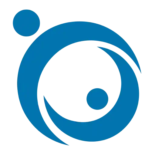 Minimalist blue logo for The Humanity Union featuring abstract circular figures intertwined to symbolize global cooperation, salvation, and human unity.