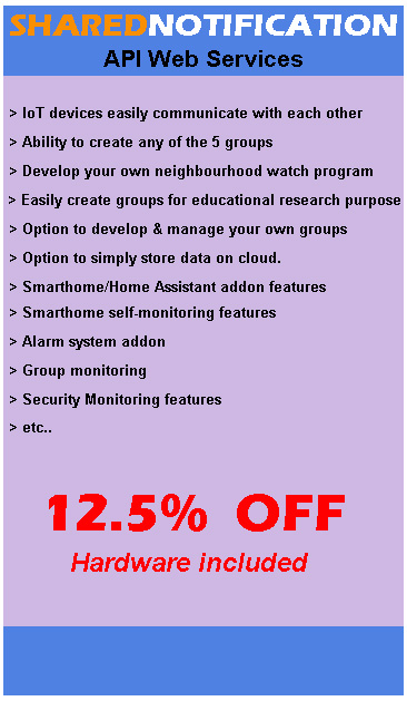 sharednotification restful api web services. 1 year plan plus home assistant neighbourhood assistant security monitoring