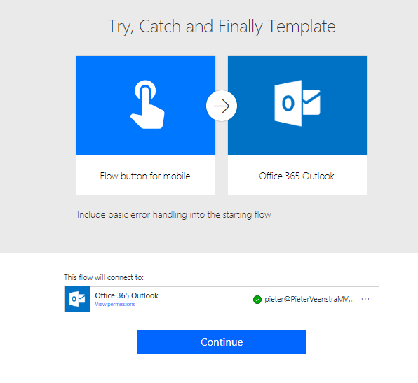 The try catch template in MS Flow