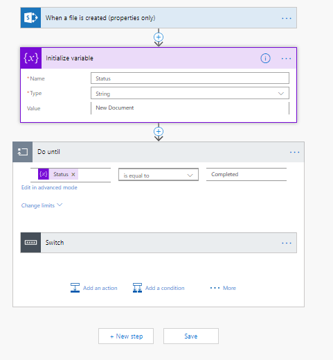 Microsoft Flow - State Machine template