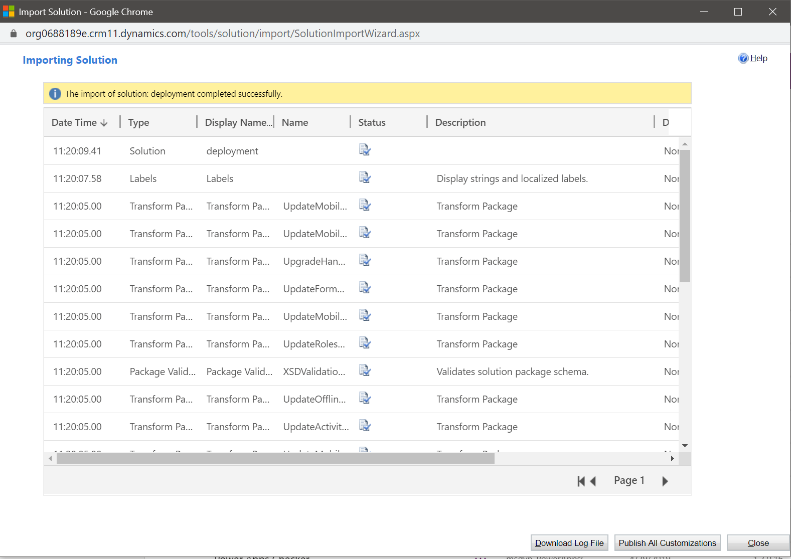 Importing solution