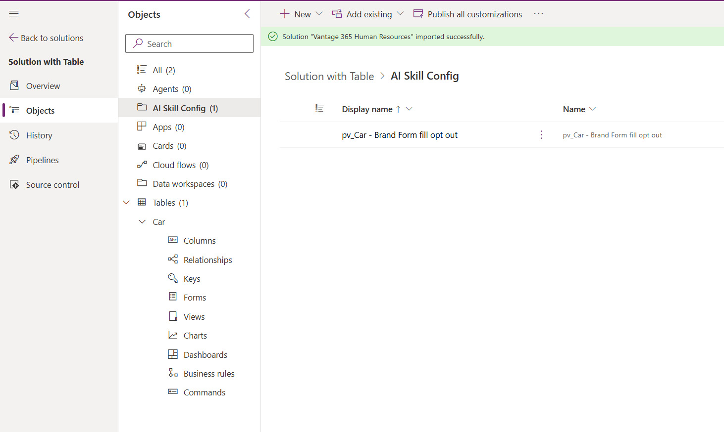 AI Skill Config in Power Platform