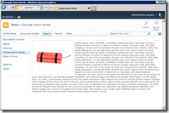 A SharePoint article page featuring a bundle of dynamite