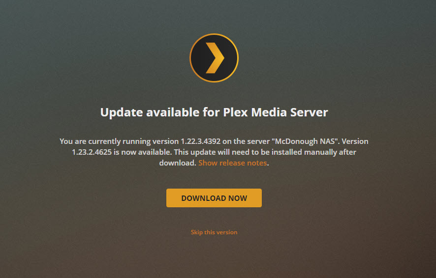 Updating Plex on a NAS