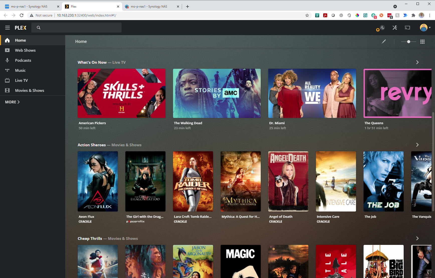 Plex as hosted on NAS