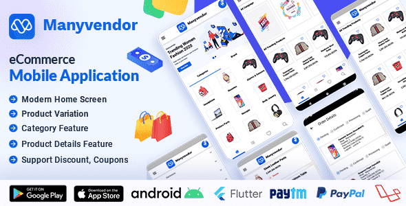 Manyvendor eCommerce Customer Mobile App - Flutter iOS & Android Manyvendor eCommerce Customer Mobile App - Flutter iOS & Android