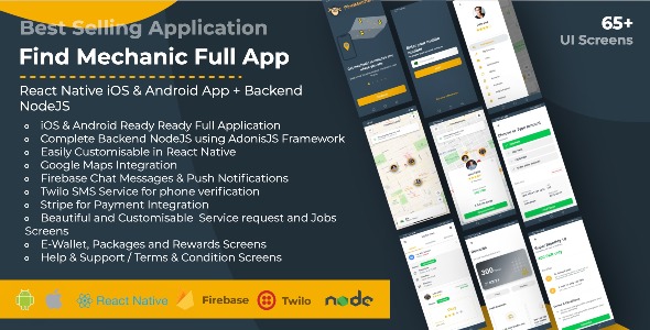 Find Mechanic - Premium React Native Full Application with Backend NodeJS for iOS & Android Find Mechanic - Premium React Native Full Application with Backend NodeJS for iOS & Android