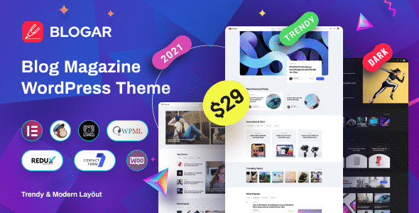 Blogar - Blog Magazine WordPress Theme Blogar - Blog Magazine WordPress Theme