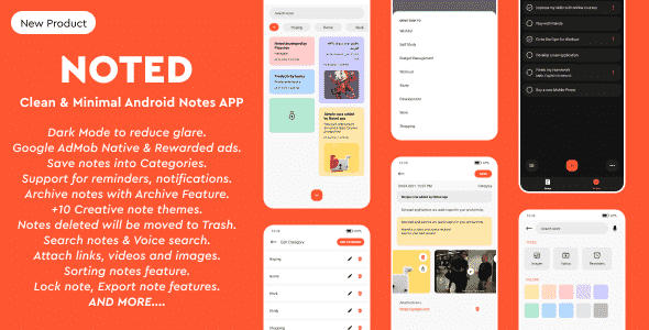 Noted - Full Native Android Notes, Notepad and To-Dos App with Clean & Minimal UI Noted - Full Native Android Notes, Notepad and To-Dos App with Clean & Minimal UI