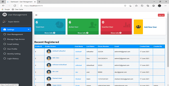 User Management, ASP.NET Core 3.1, IdentityCore, Entity Framework(EF) Code First, AdminLTE 3.0.5 User Management, ASP.NET Core 3.1, IdentityCore, Entity Framework(EF) Code First, AdminLTE 3.0.5