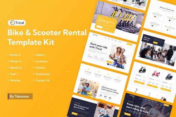 Trical | Bike & Scooter Rental Elementor Template Kit - ShareWordpress.Net