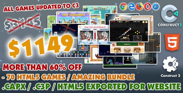 Amazing Bundle – 70 HTML5 Games - (Construct 2/3 with All Source-code) Amazing Bundle – 70 HTML5 Games - (Construct 2/3 with All Source-code)